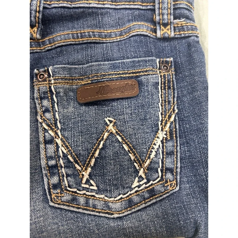 Wrangler Boys Jeans Size 10 Slim Adjustable Waist Cowboy Cut Embroidered Pockets